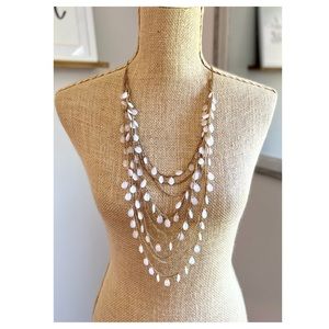 Blush Pink & Gold Multi Strand Acrylic Beaded Necklace